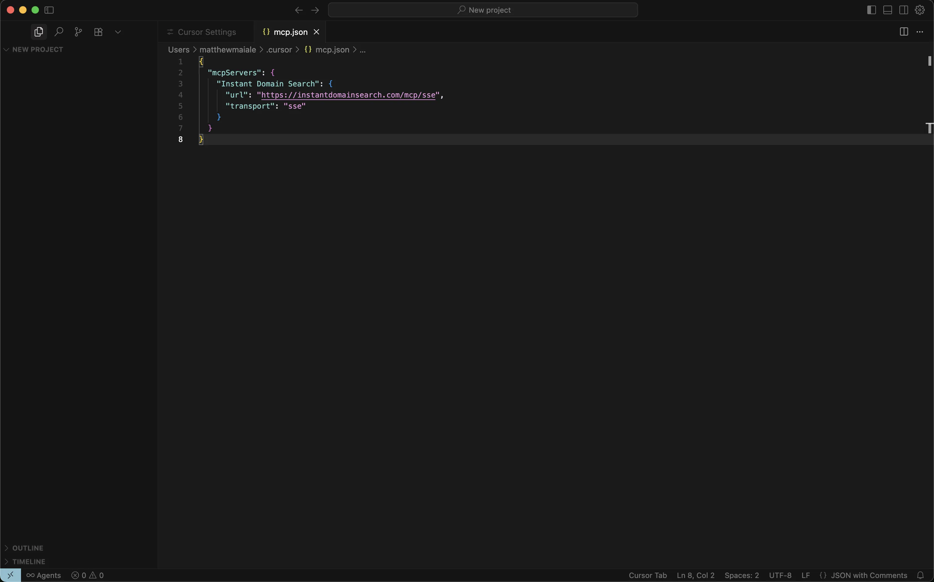 Installing the Instant Domain Search MCP in Cursor