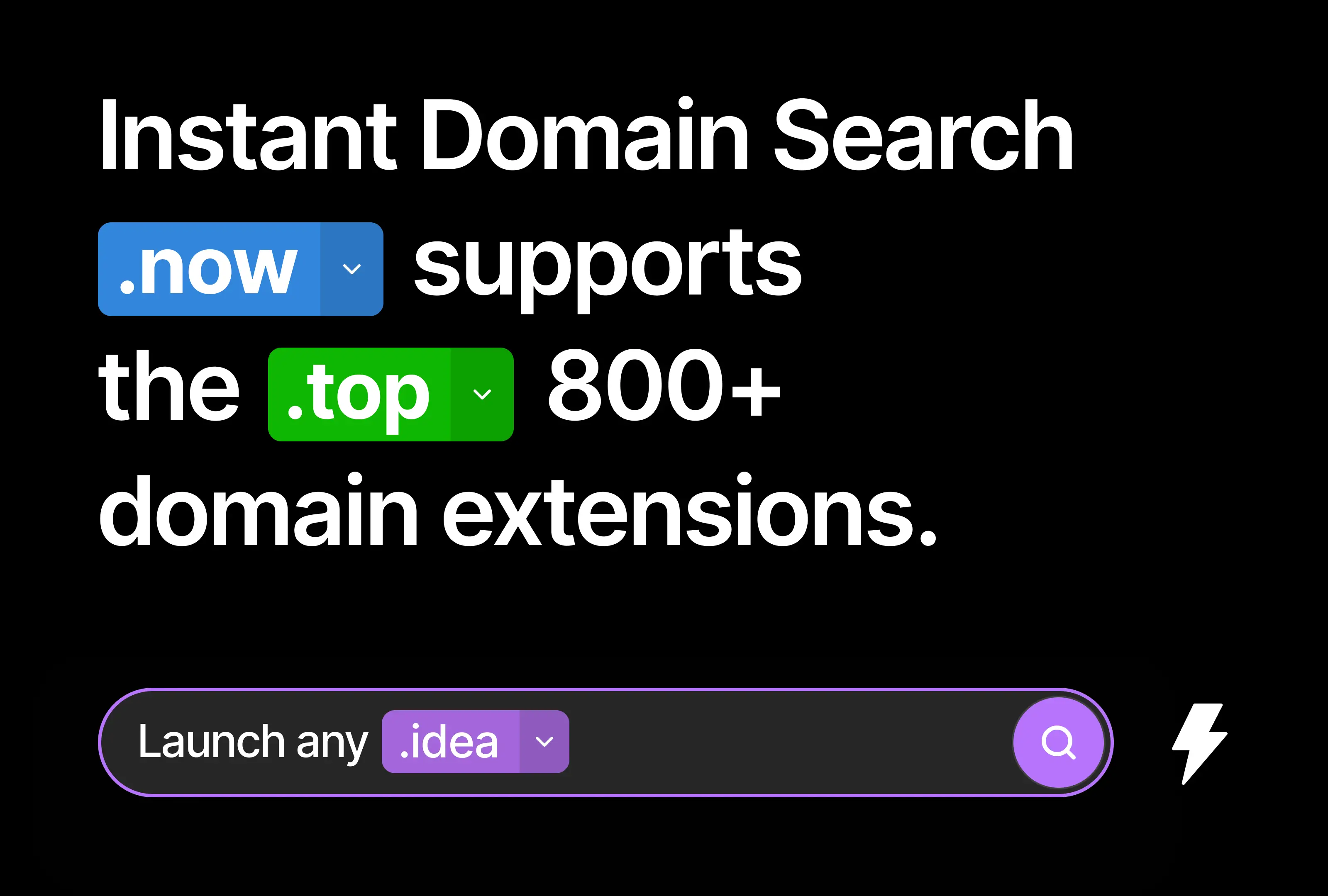 Instant Domain Search supports 800+ domain extensions