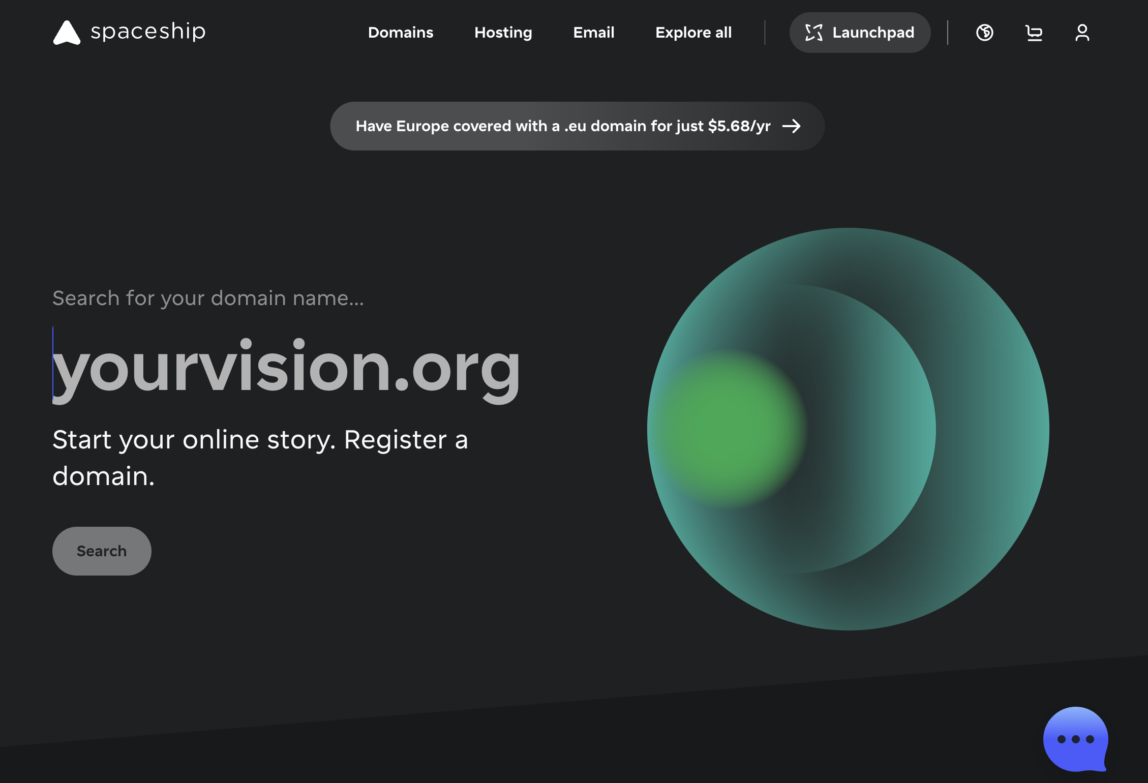 Spaceship modern domain registration interface from Namecheap